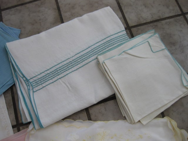 Grouping of Vintage Hand Made Lace Doilies and Embroidery Napkins and Placemats - 5
