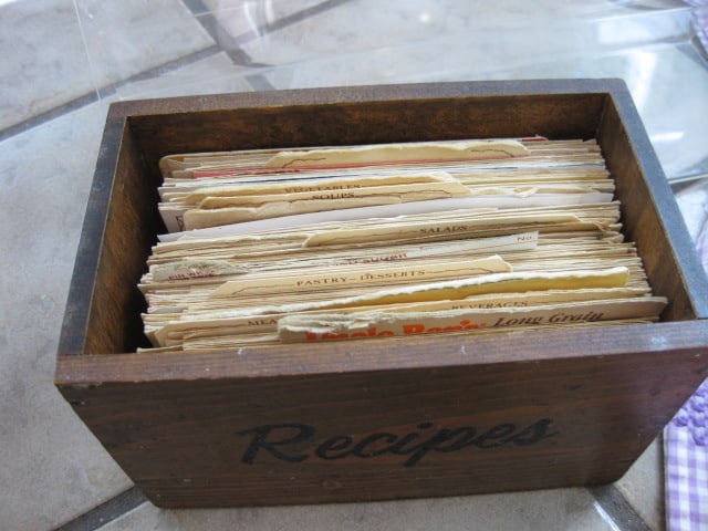 1950's Cookbooks, Hand Sewn Aprons, Oak Recipe Box with Collection of Recipes and - 4