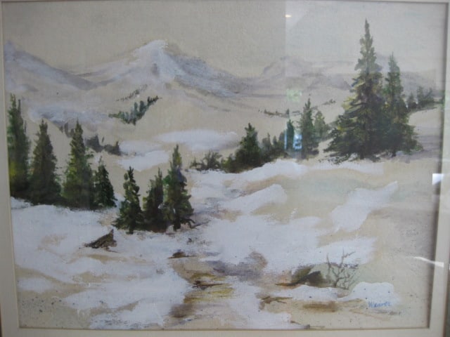 Weaver Signed Original Watercolor Winter Landscape - 2