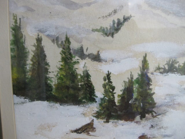 Weaver Signed Original Watercolor Winter Landscape - 3
