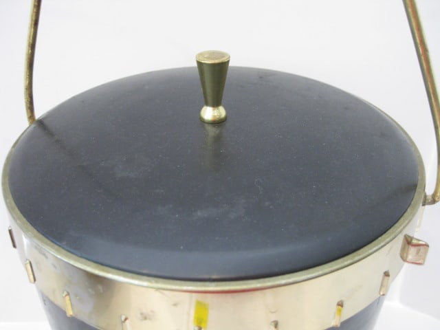 Midcentury Black and Gold Ice Bucket - 2