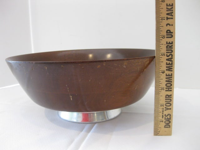 The Quentin Corp. Mahogany Turned Wood Centerpiece with Aluminum Foot - 9