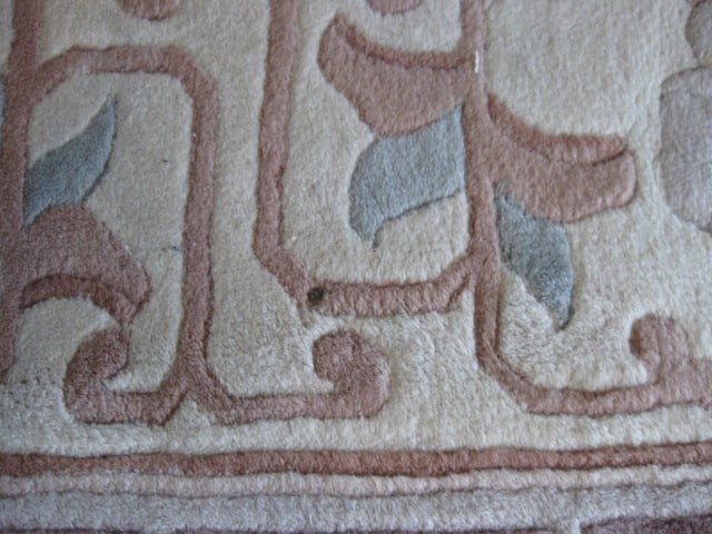 Hand Made in China Black with Ivory Border "Ming Design" Wool Area Rug - 12