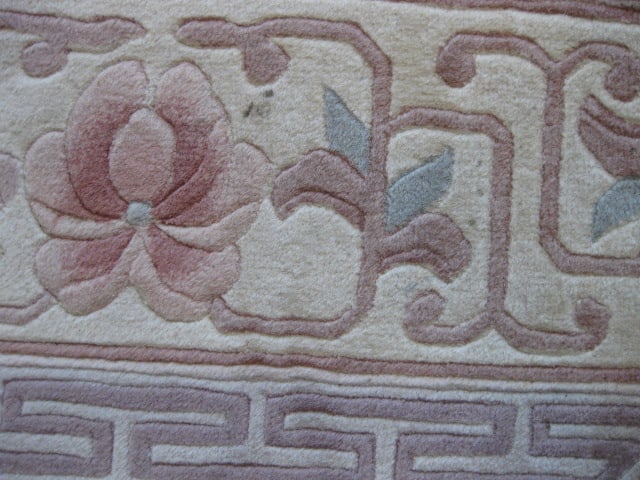 Hand Made in China Black with Ivory Border "Ming Design" Wool Area Rug - 8