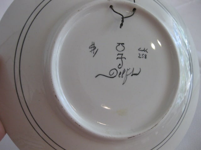 Signed Porcelain Black Delft Plate - 5