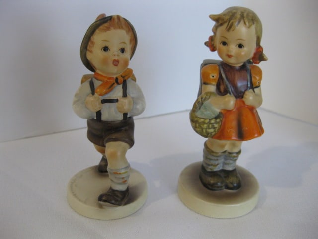 Two W. German Goebel Hummel Figurines, Carved Wood Folk Art Figures and - 2