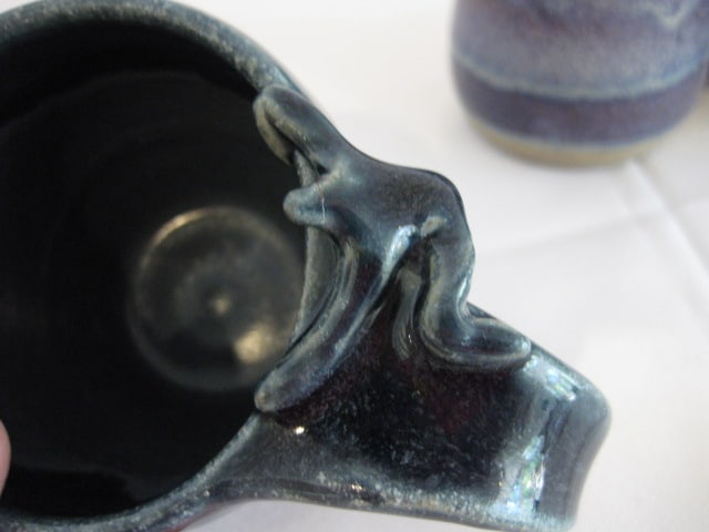 Signed Studio Pottery Mugs and Chip & Dip Plate - 13
