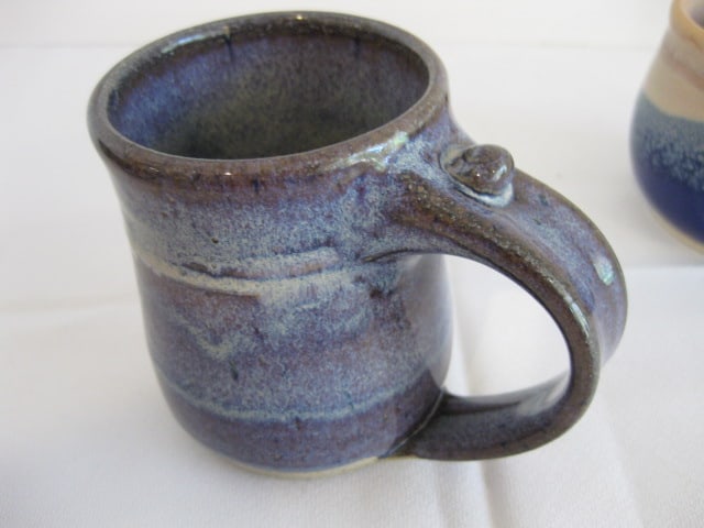 Signed Studio Pottery Mugs and Chip & Dip Plate - 15