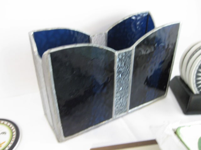 Grouping of Stained Glass Napkin Holder and Artful Coaster Sets - 3