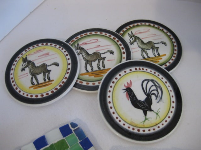 Grouping of Stained Glass Napkin Holder and Artful Coaster Sets - 4