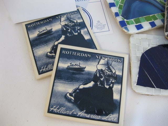 Grouping of Stained Glass Napkin Holder and Artful Coaster Sets - 6