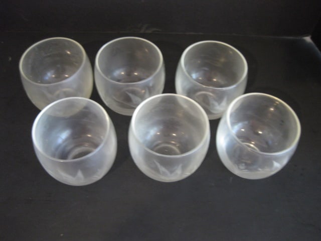 Six Midcentury Etched Duck in Flight Old Fashions - 2