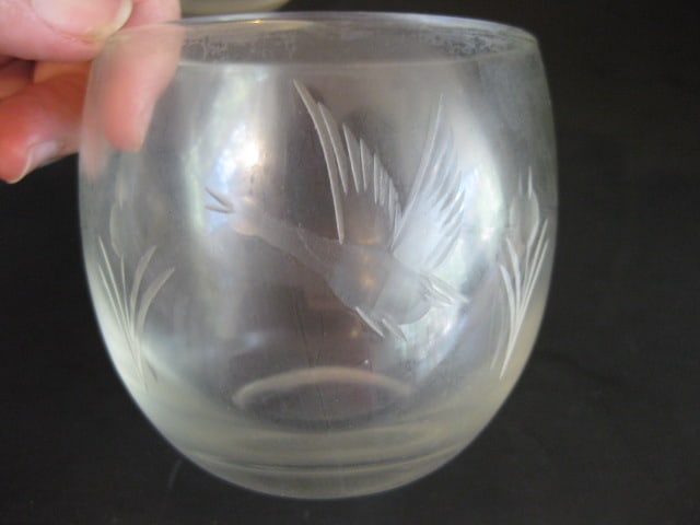 Six Midcentury Etched Duck in Flight Old Fashions - 4