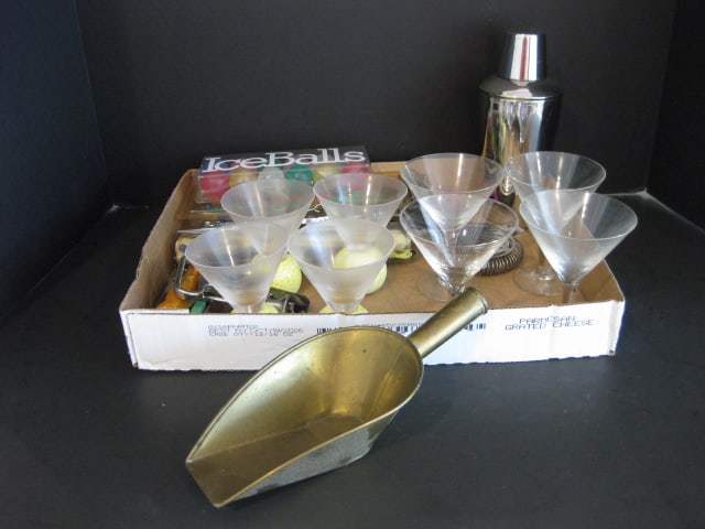 Barware-Stainless Cocktail Shaker, Strainer, Bottle Openers, Stirrers and Cocktail Stems: .
