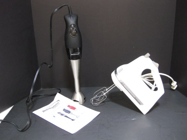 Brentwood Stick Hand Mixer and KitchenAid Classic 3 Hand Mixer: both power on