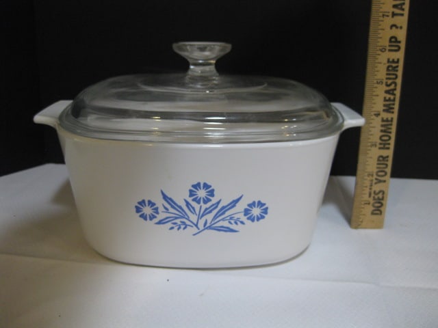 Corning Ware Blue Cornflower Casserole Dish and White Skillet - 12