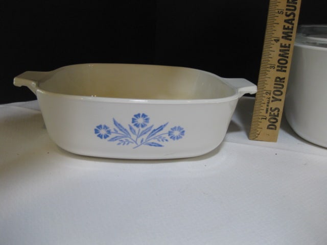 Corning Ware Blue Cornflower Casserole Dish and White Skillet - 2