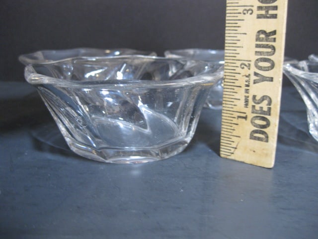 Six Vintage Heisey Clear Glass Swirl Design Fruit Bowls - 3