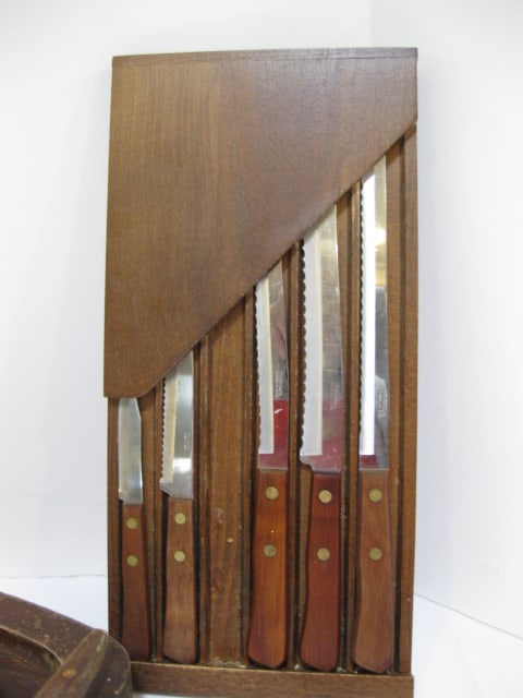 Robinson Wood Handle Carving Knives and Wood Carving Tray - 2