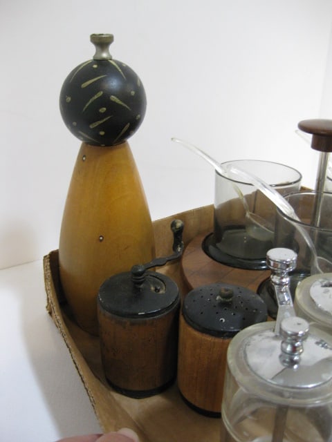Midcentury Shaker Mill, Condiment Tray, Cream Sugar Set, etc. - 4