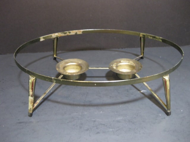 Midcentury Inland Glass Atomic Design Tree Meat Tray with Metal Warming Stand - 4
