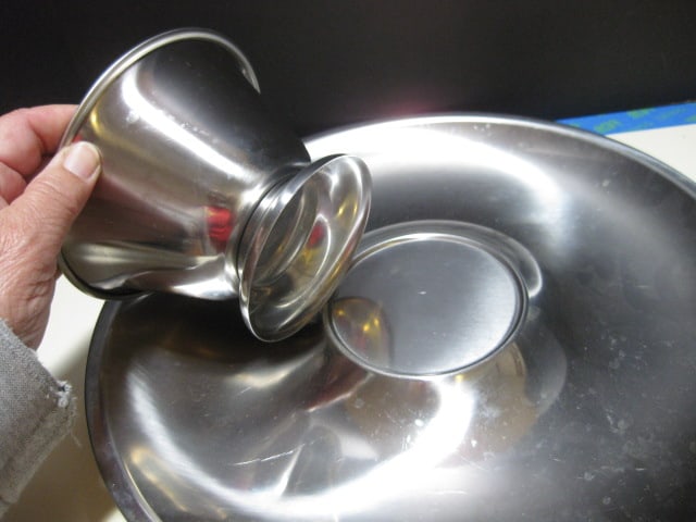 Midcentury Stainless Chip & Dip, Oval Tray and Kromex Lazy Susan Chip & Dip Set - 7