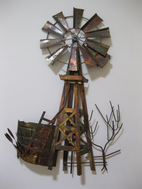 Good-Art Creation Copper Tone Metal 3-D Wind Mill Wall Art: 20"h