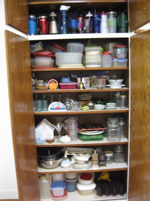 Contents of Built-In Pantry Cabinets-Glass Ware, Plastic Ware, Small Appliances, - 16