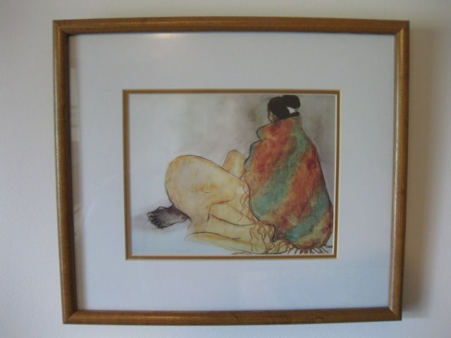Framed and Matted RC Gorman Navajo Woman Print: 16" x 14", artist bio on back