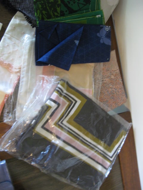 Grouping of Old Ladies Embroidered Handkerchiefs and Scarves - 14