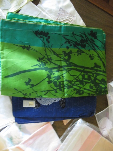 Grouping of Old Ladies Embroidered Handkerchiefs and Scarves - 16