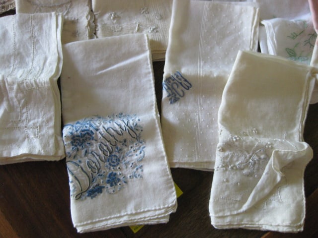 Grouping of Old Ladies Embroidered Handkerchiefs and Scarves - 9