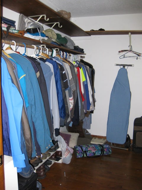 Contents of Walk-In Closet-Nice Men's Sport Coats, Jackets, Coats, Dress Pants, Shirts, etc.: Size Shirts/Jackets Medium, pants 36 x 32, Shoes 11 1/2". LL Bean, Levis, Izod, etc. See all pictures-Bring Boxes/Bags and Additional Person to Help You Clean Out and Load. Local Pickup Only