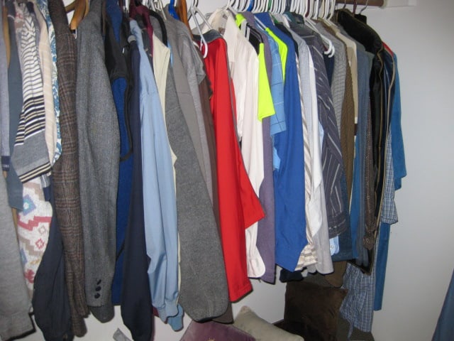Contents of Walk-In Closet-Nice Men's Sport Coats, Jackets, Coats, Dress Pants, Shirts, etc. - 5