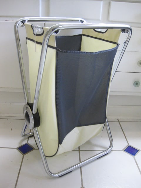 Silver Tone Folding Hamper: 20" x 15" x 30", Local Pickup Only