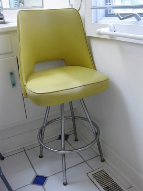 Sears & Roebuck Harvest Gold Vinyl Swiveling Bar Chair: 18"w, 25" seat height, Local Pickup Only