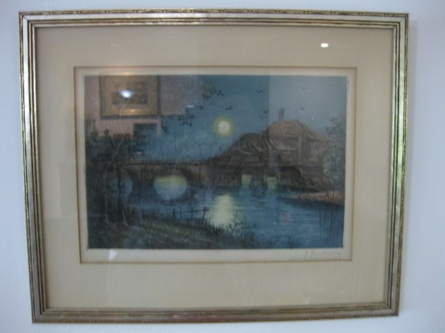 Two Vintage Framed and Matted English Country Side Landscape Lithographs - 2