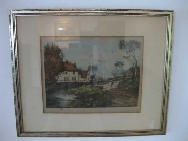 Two Vintage Framed and Matted English Country Side Landscape Lithographs - 5
