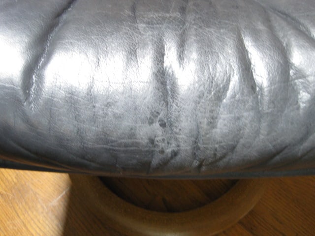 Ekornes Stressless Navy Blue Leather Chair and Ottoman - 10