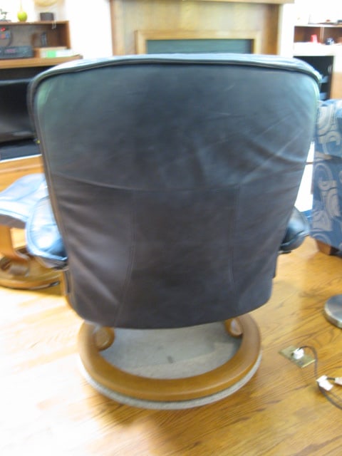 Ekornes Stressless Navy Blue Leather Chair and Ottoman - 4