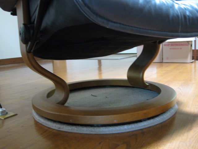 Ekornes Stressless Navy Blue Leather Chair and Ottoman - 8