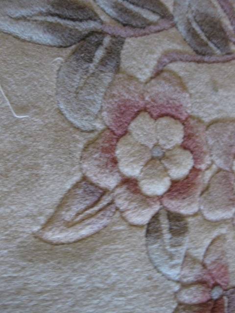Hand Woven Floral Design Ivory with Black Border Wool Area Rug - 13