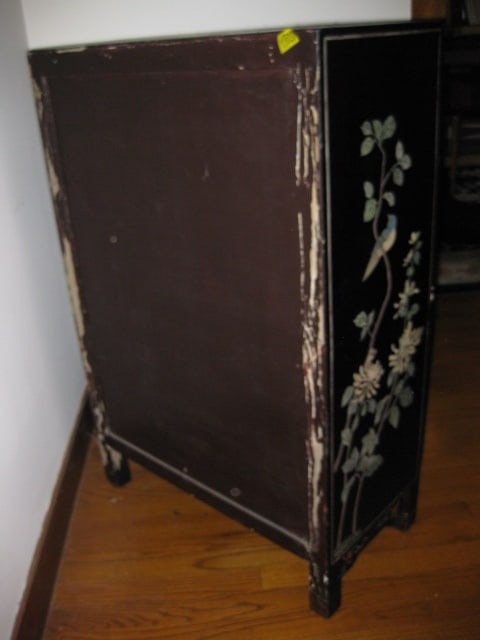 Handpainted Chinoiserie 2 Door Cabinet with Brass Chinese Lock - 10