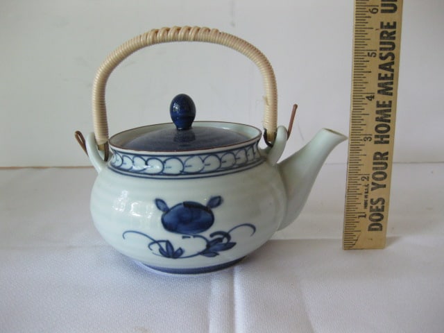 Chinese Porcelain Tea Set with Wooden Serving Tray - 4