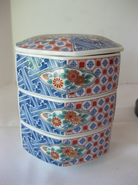 Chinese Porcelain Stacking Trinket Box Set with Wood Holder - 2