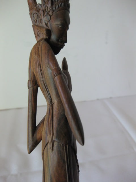 Carved Wood Tibetan Goddess Statue - 4