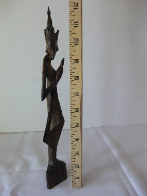 Carved Wood Tibetan Goddess Statue - 8