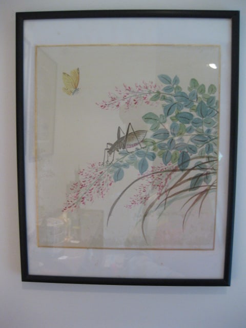 Framed and Mounted Original Cricket and Butterfly Artwork: 11 1/2" x 14 1/2"