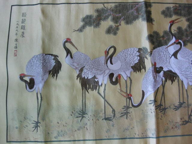 Chinese Silk Fabric Panel, Scarves and Geisha Shoes - 10