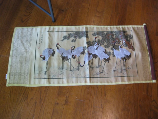 Chinese Silk Fabric Panel, Scarves and Geisha Shoes - 8